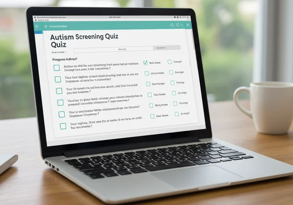 Digital interface of an online autism quiz with multiple-choice questions