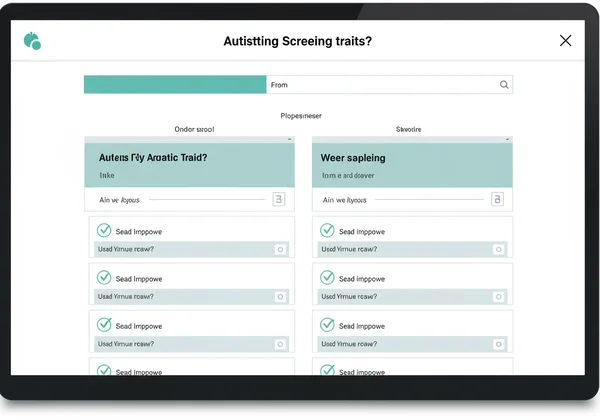 Screenshot of an online autistic screening tool questions