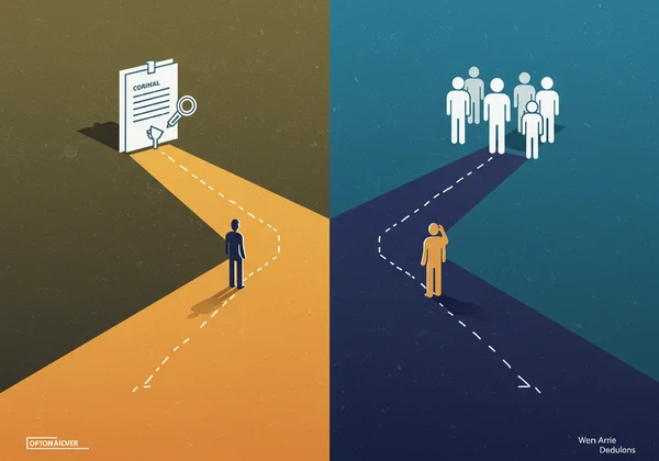 Two paths representing formal diagnosis vs. self-ID choice