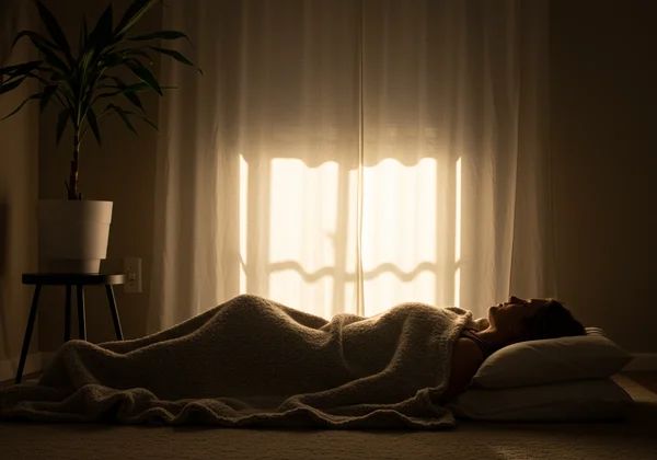 Person resting peacefully in a quiet, calming environment.