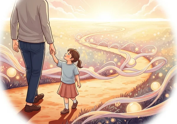 Parent guiding child through a gentle, supportive environment