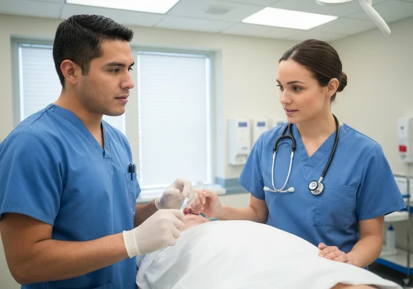 Two people having an inclusive conversation at work
