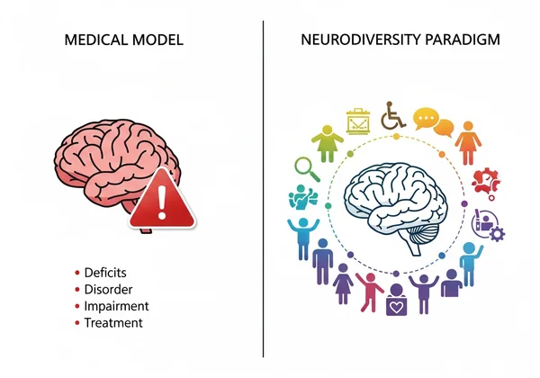Diagram showing neurodiversity vs medical model