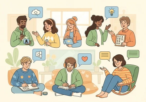 People connecting in a neurodivergent community