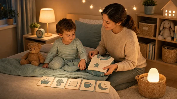 Calm sensory routine at bedtime