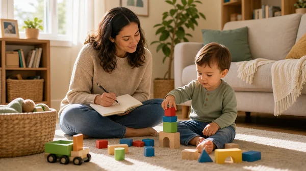 Parent observing toddler play